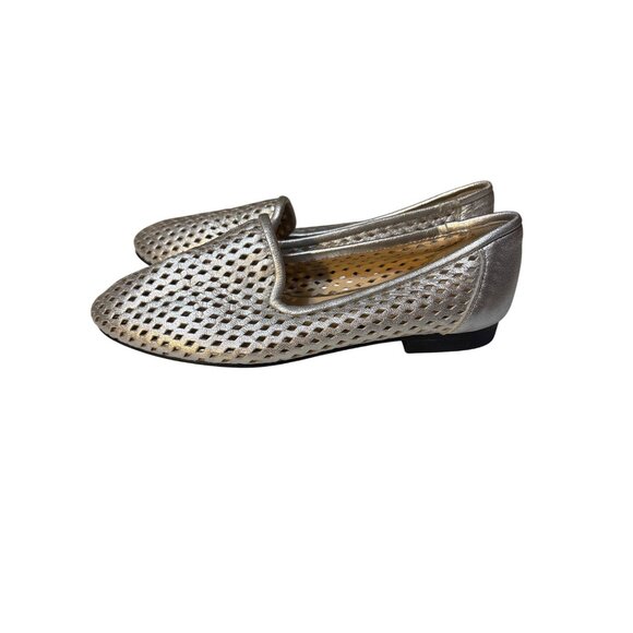 Jon Josef Silver Leather Perforated Loafers 6M - Picture 1 of 6